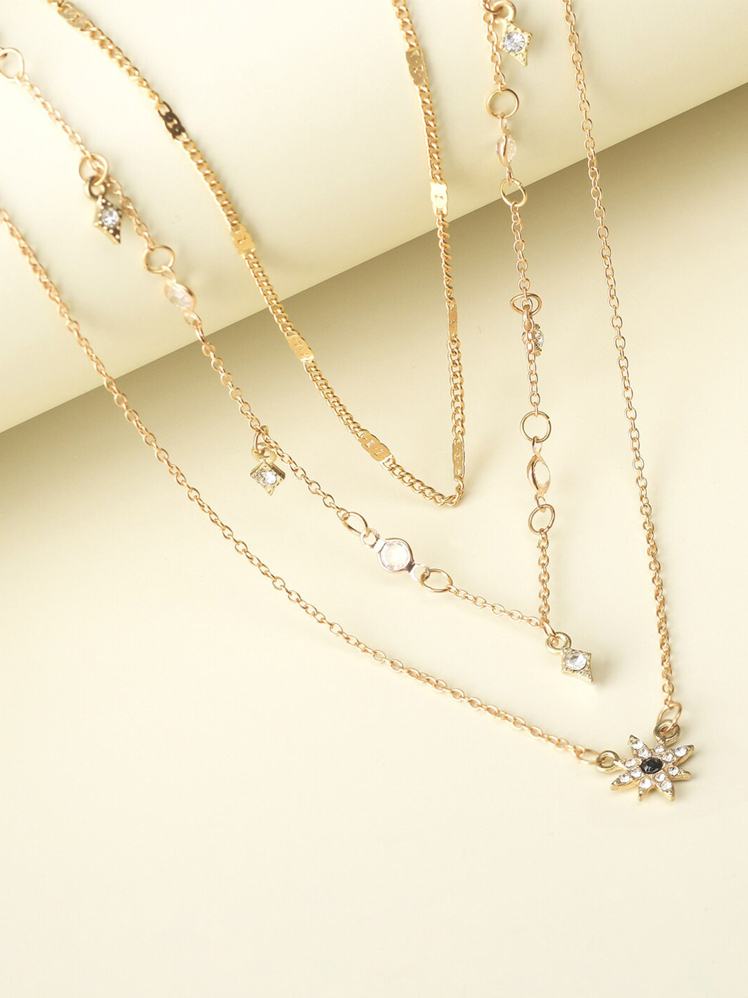 

Voylla Women Gold-Toned & White Brass Gold-Plated Layered Necklace