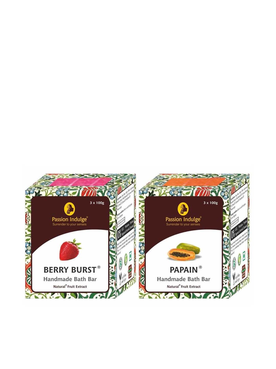 

Passion Indulge Set Of 2 Papain & Berry Burst Soap, Peach