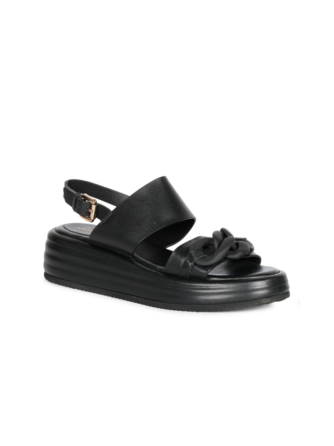 

Saint G Black Embellished Leather Flatform Heels