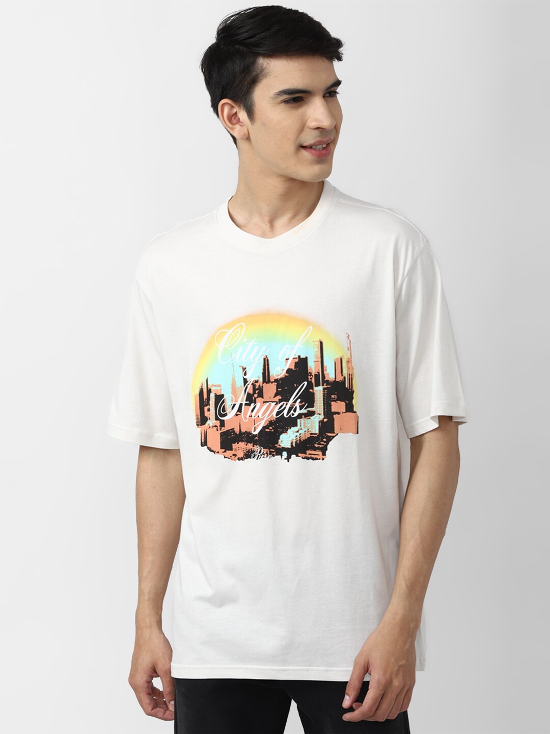 

FOREVER 21 Men White Printed T-shirt