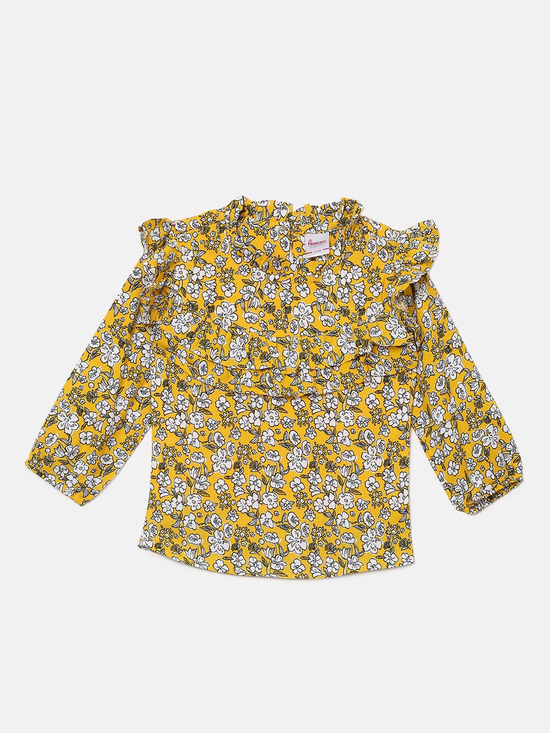 

V-Mart Girls Mustard Yellow Floral Print Top