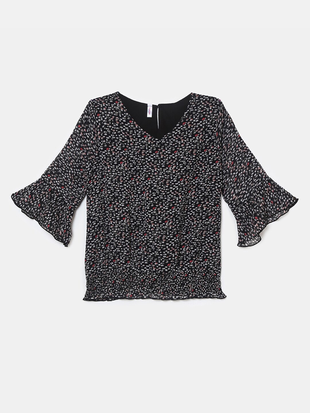 

V-Mart Girls Black Floral Print Top