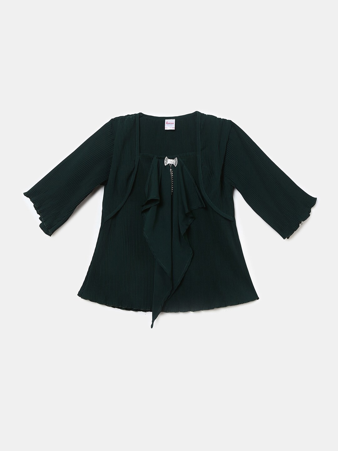 

V-Mart Girls Solid Square Neck Top, Olive