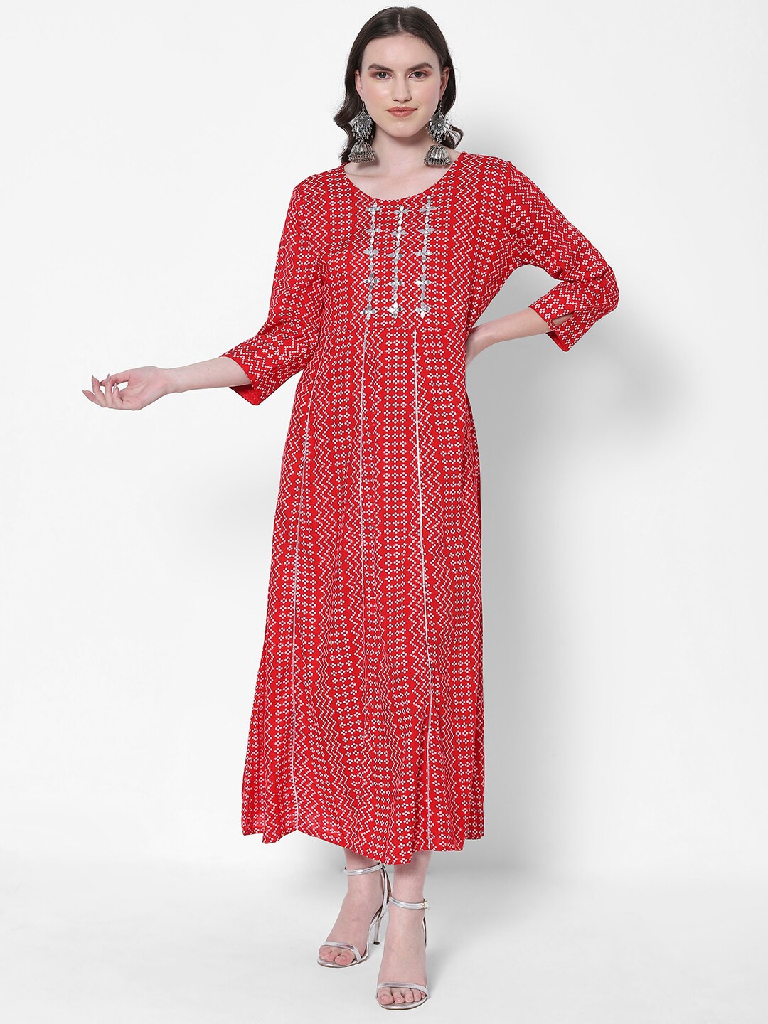 

HEEPOSH Women Red & White Maxi Maxi Dress