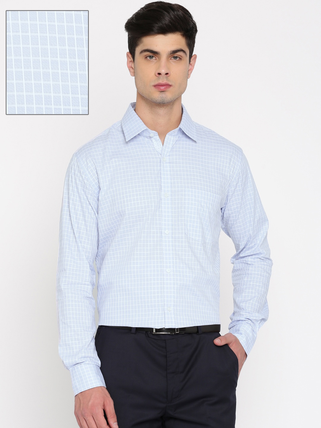 

Park Avenue Men Blue & White Slim Fit Checked Formal Shirt
