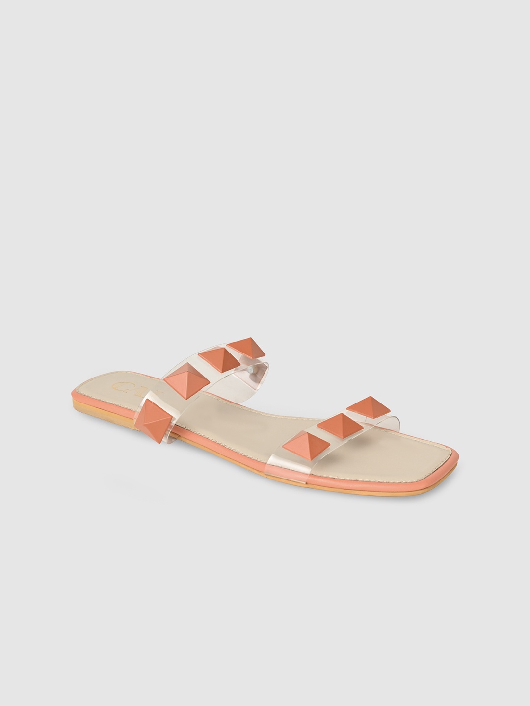 

CAI Women Orange Solid Synthetic Open Toe Flats