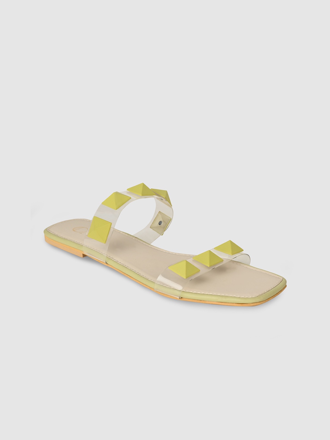 

CAI Women Yellow Solid Synthetic Open Toe Flats
