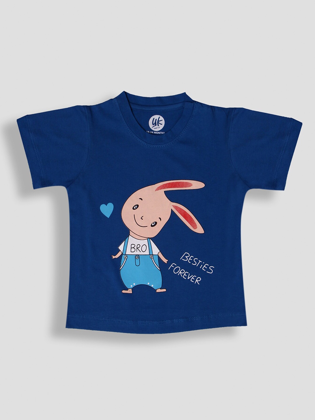 

YK Baby Boys Blue Bunny Printed Cotton T-shirt