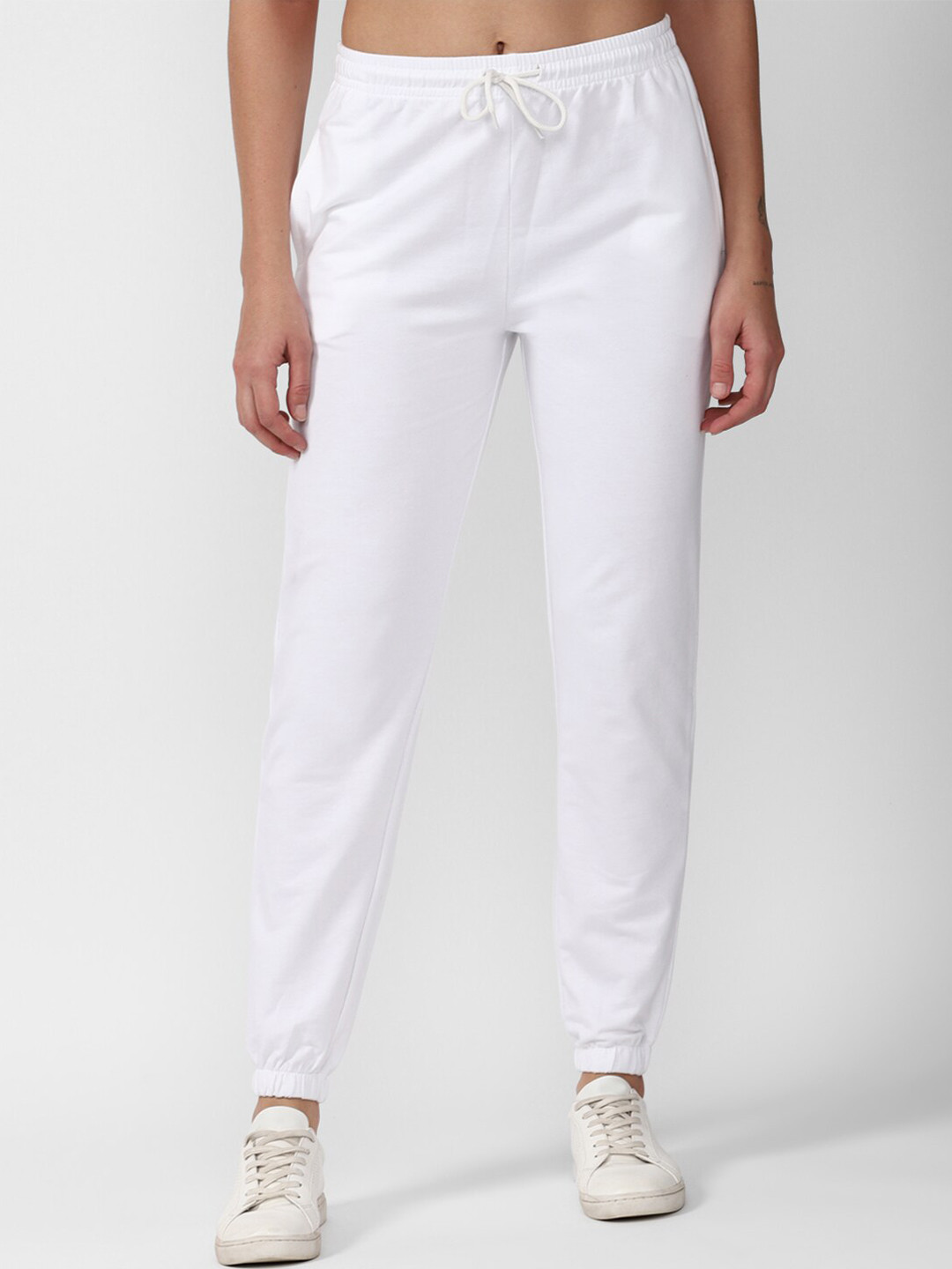 

FOREVER 21 Women White Sports Joggers Trousers