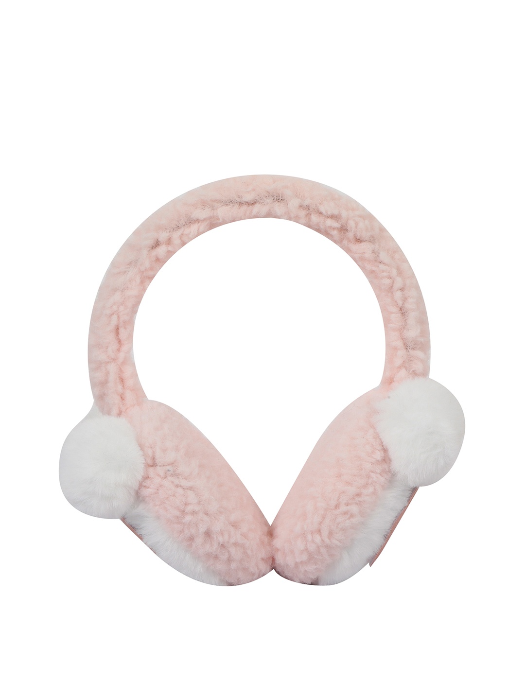 

FabSeasons Pink Solid Winter Ear Mufflers With Pompom