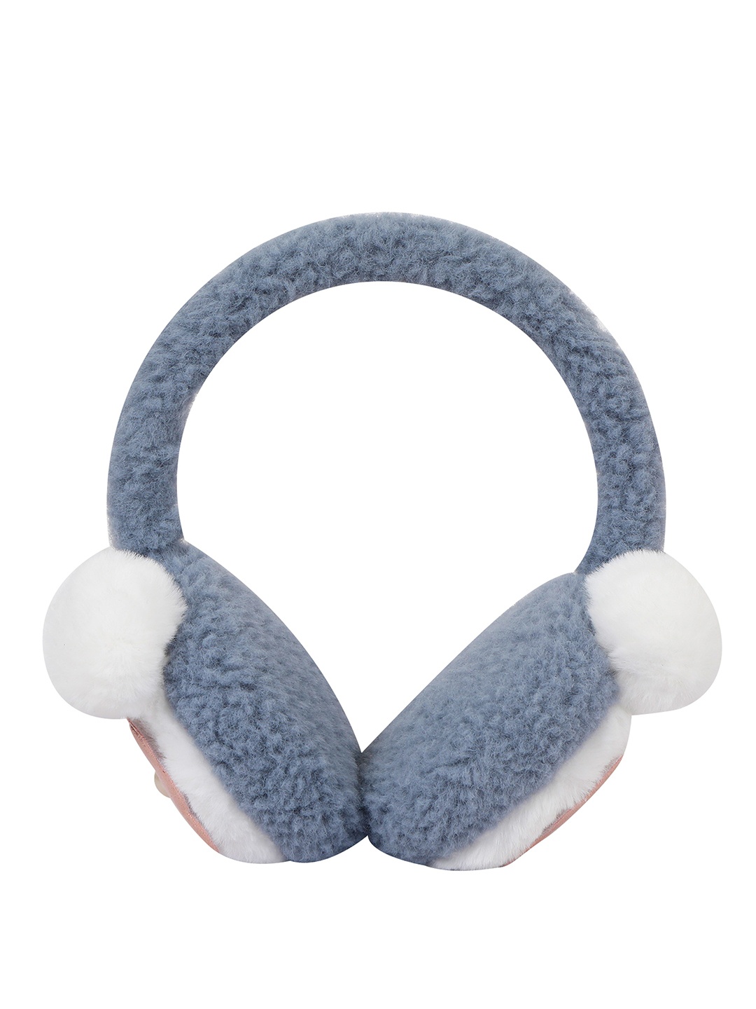 

FabSeasons Unisex Grey Solid Ear Muff With Pompom