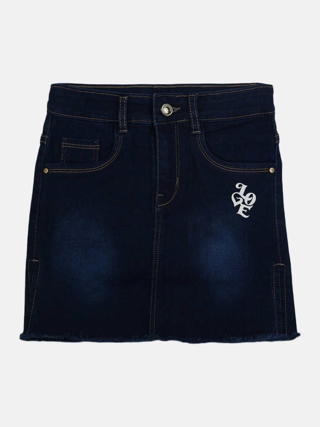 

V-Mart Girls Blue Solid Midi A-Line Denim Skirts