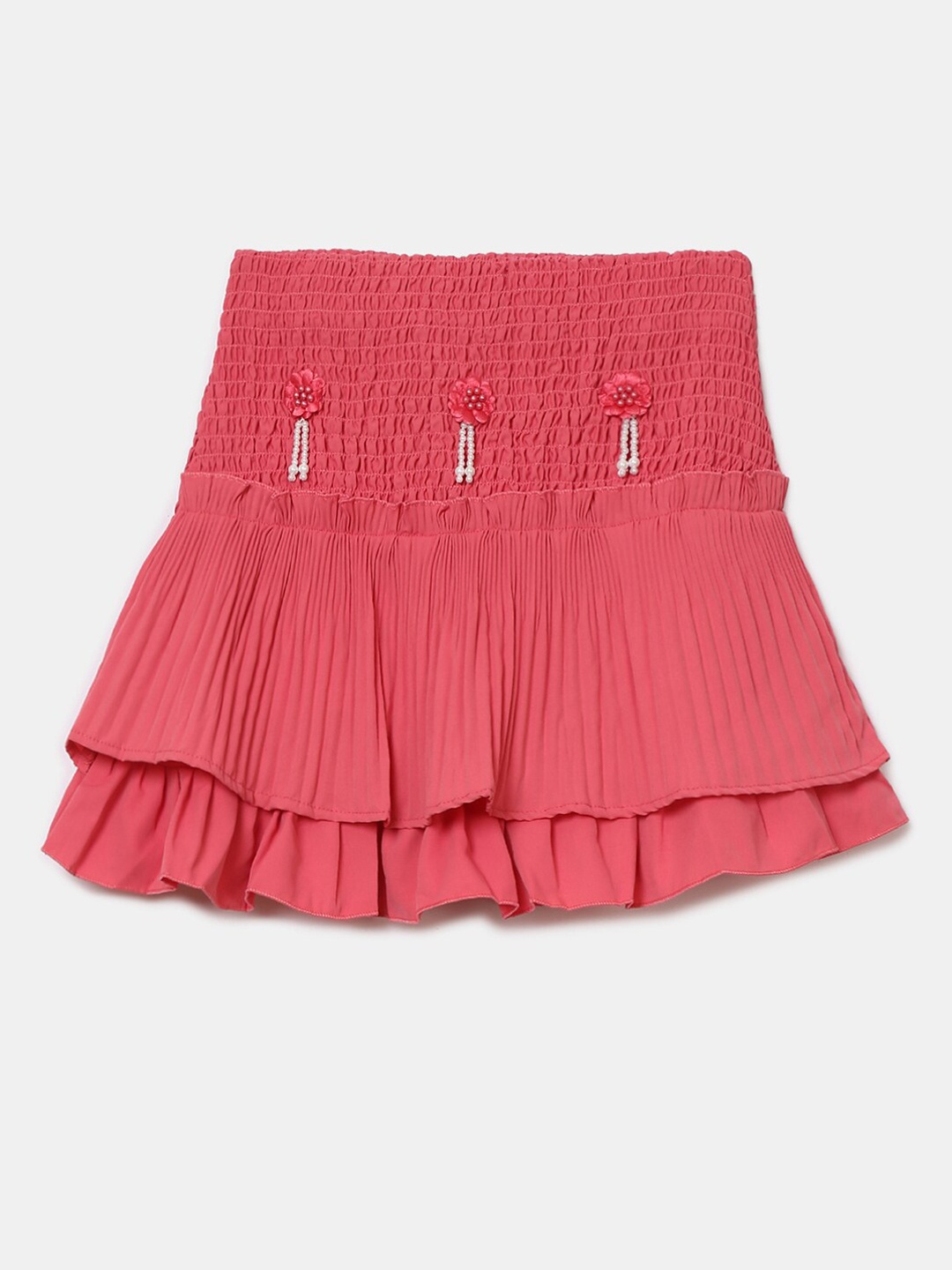 

V-Mart Girls Peach Solid Mini A-Line Skirts