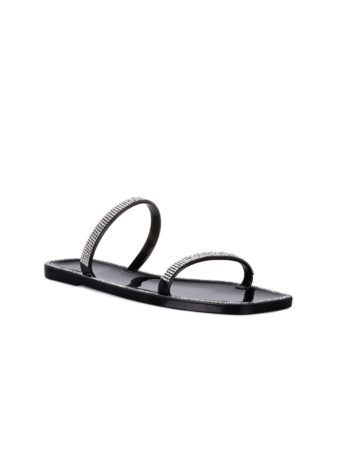 

London Rag Women Black Embellished Open Toe Flats