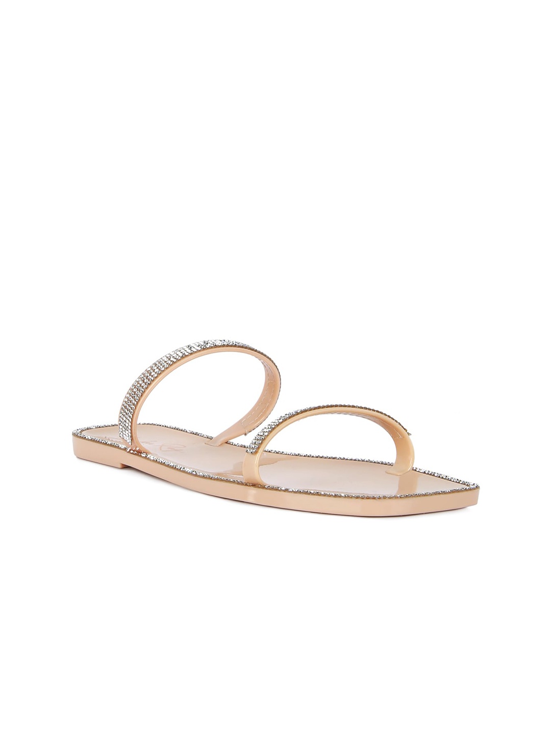 

London Rag Women Beige Embellished Open Toe Flats