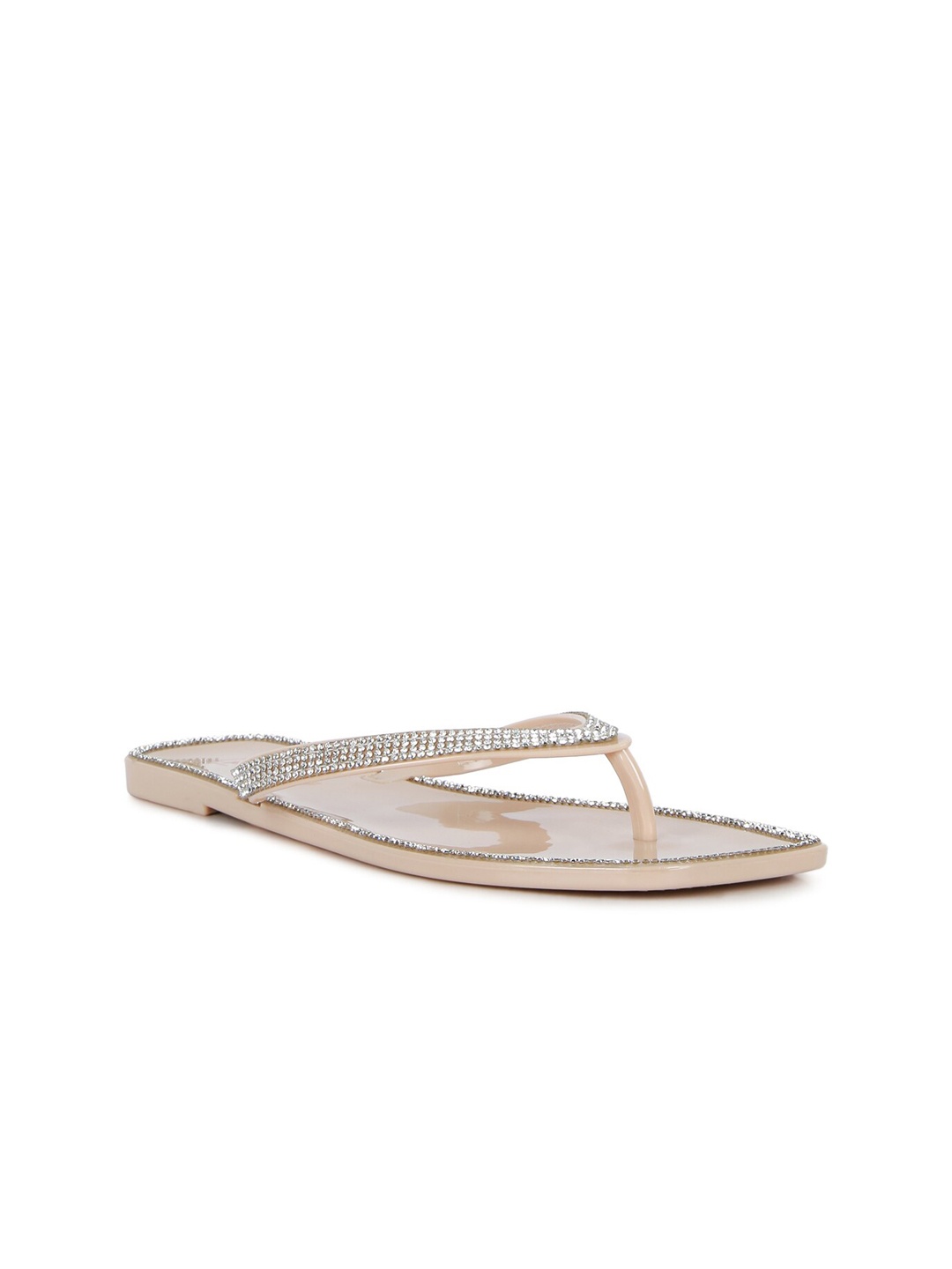 

London Rag Women Nude-Coloured Embellished T-Strap Flats