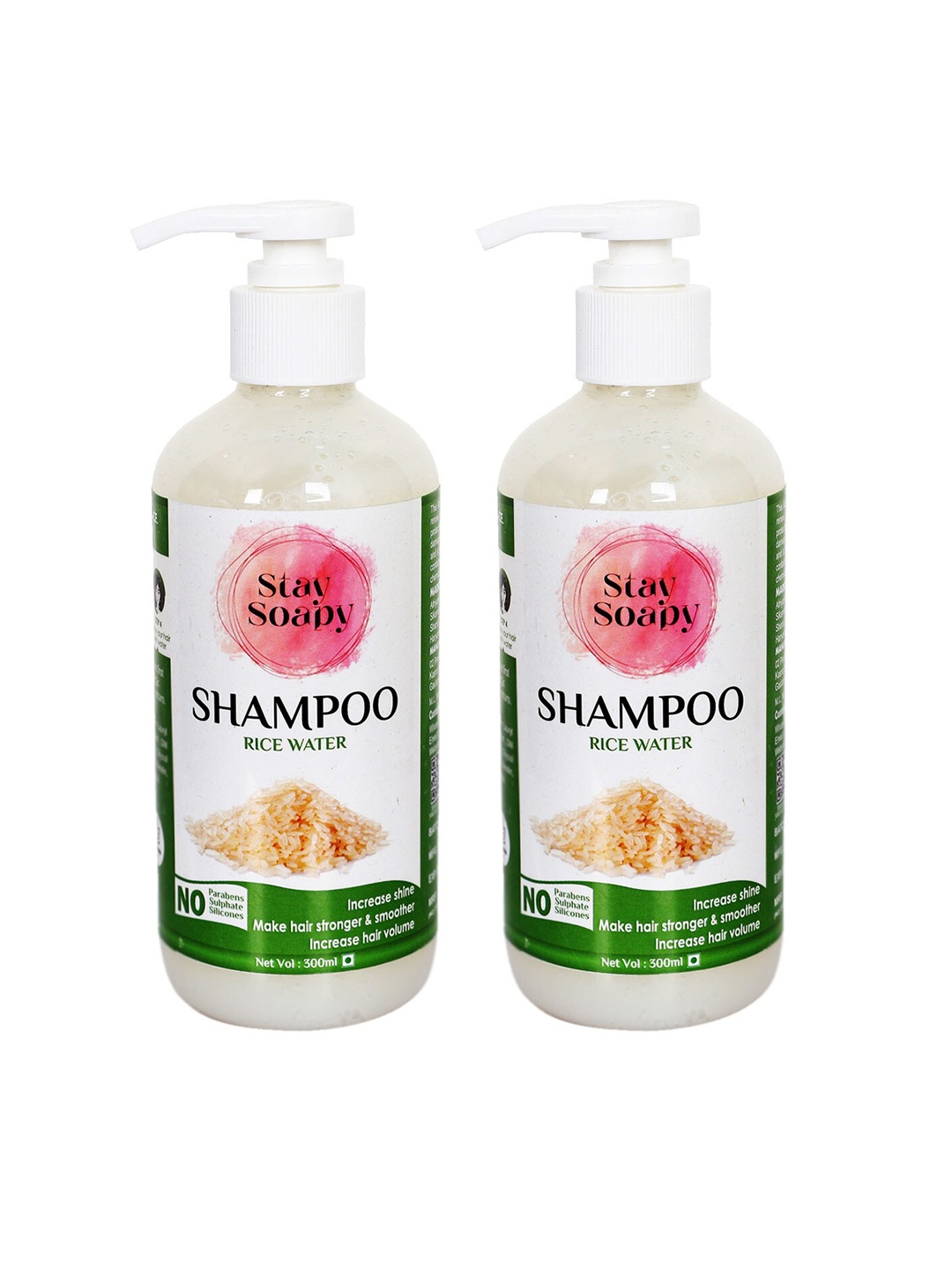

Stay Soapy Set Of 2 Rice Water Shampoo 300ml each, Brown