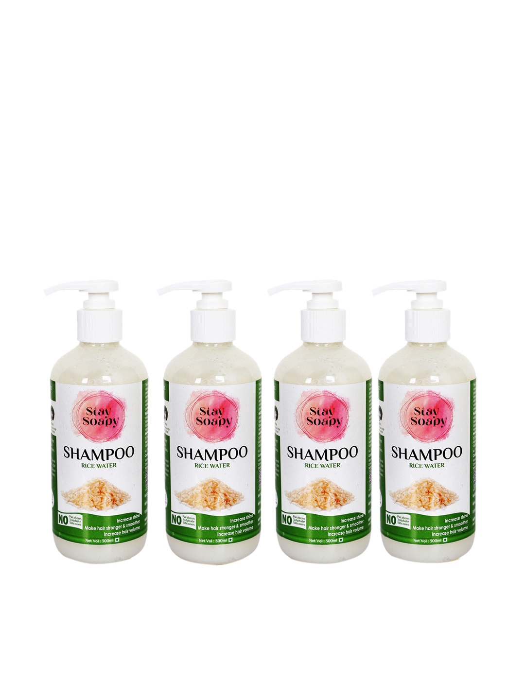 

Stay Soapy Set Of 4 Rice Water Shampoo 300ml Each, Brown