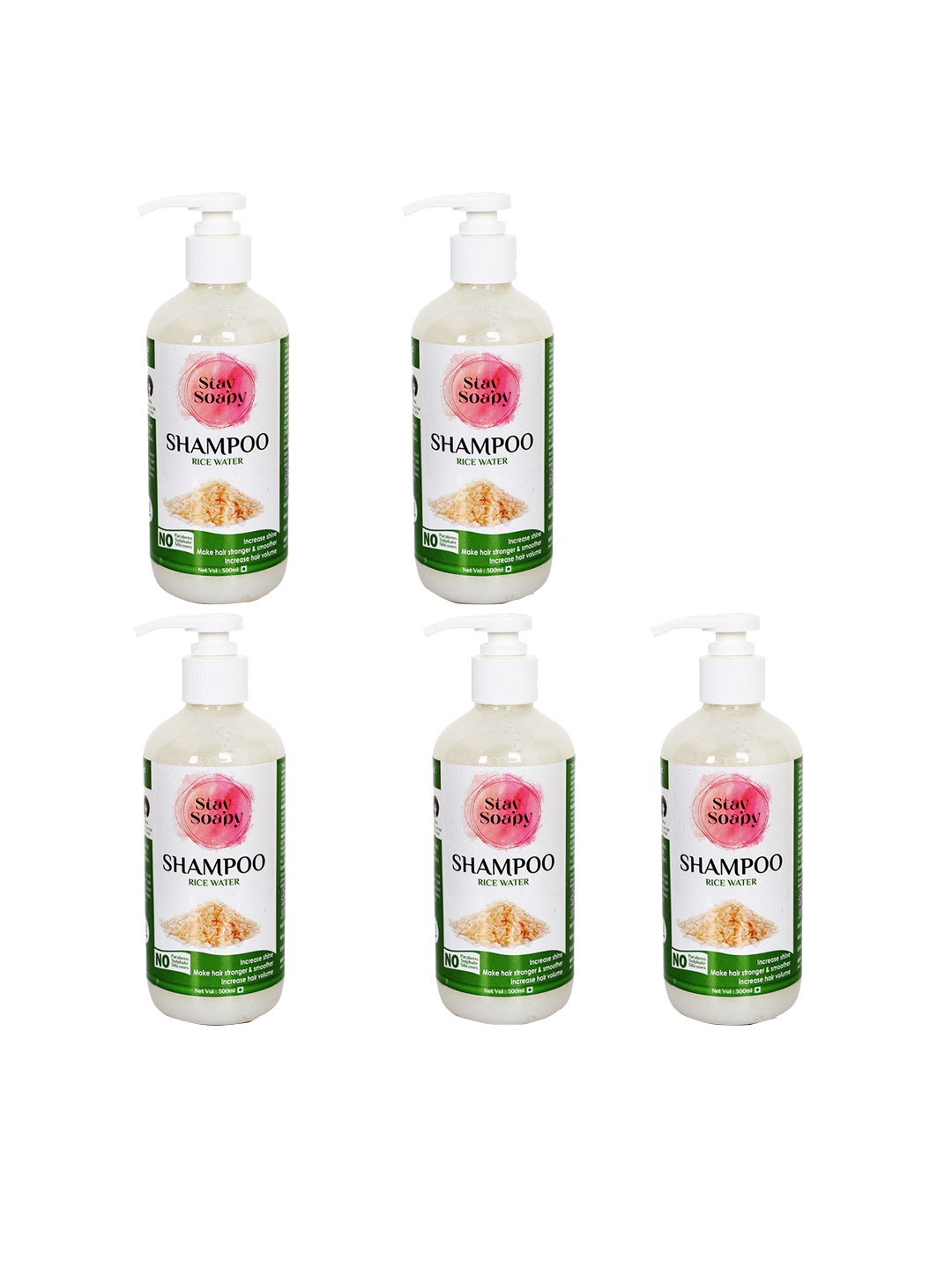 

Stay Soapy Set Of 5 Rice Water Shampoo 300ml each, Brown