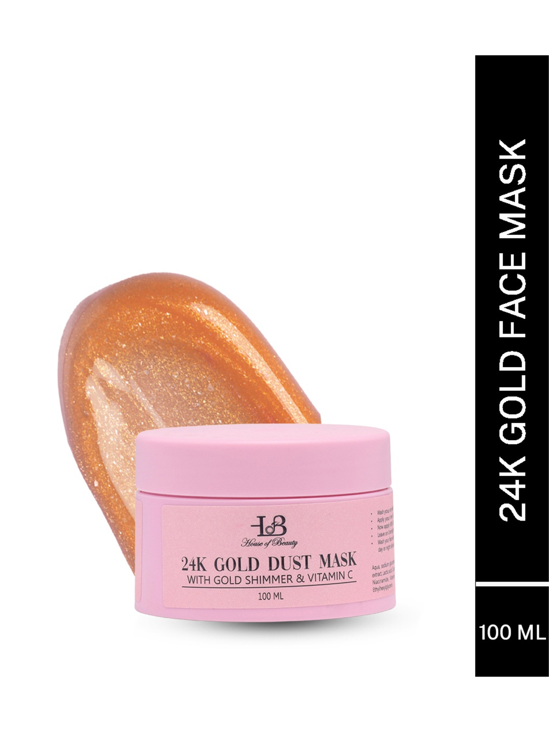 

House of Beauty 24K Gold Dust Face Mask With Gold Shimmer & Vitamin C 100ml, Pink