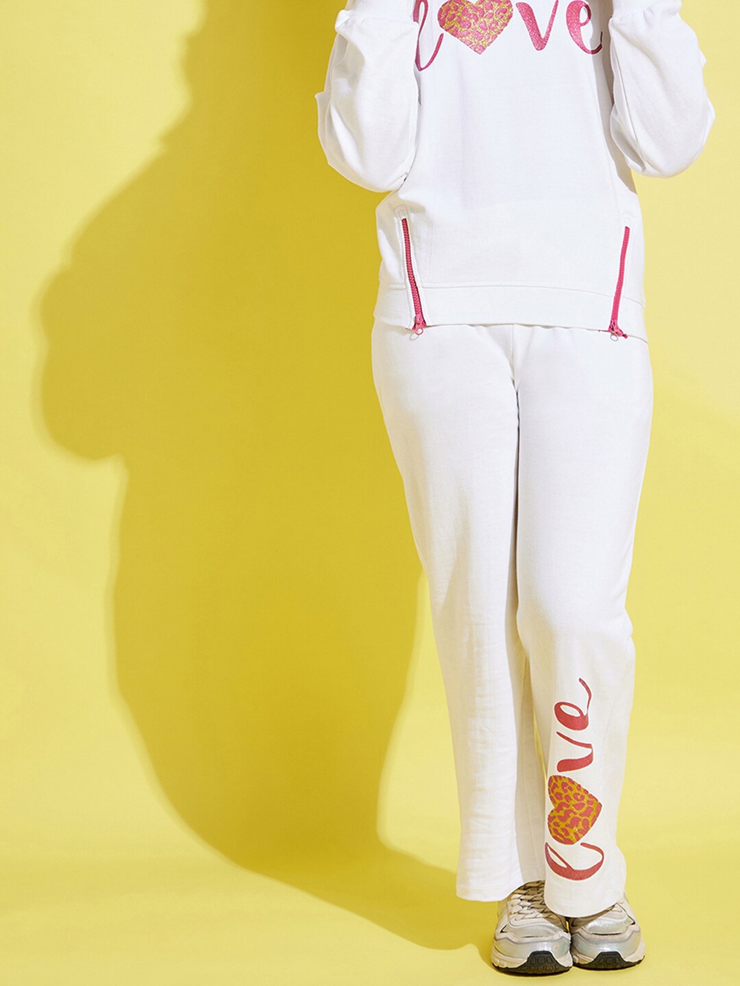 

Noh.Voh - SASSAFRAS Kids Girls White Solid Cotton Track Pants