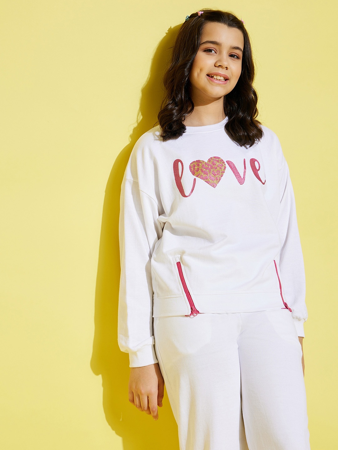

Noh.Voh - SASSAFRAS Kids Girls White Printed Cotton Sweatshirt