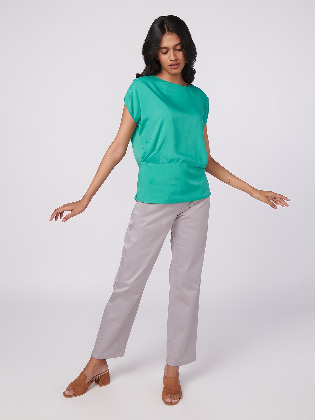 

NOT SO PINK Women Green Extended Sleeves Top