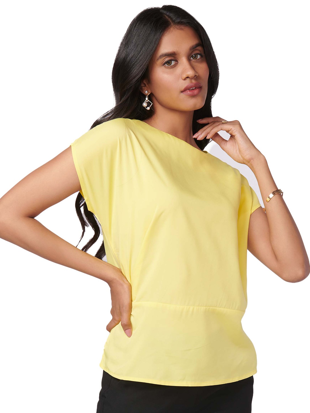 

NOT SO PINK Women Yellow Extended Sleeves Top