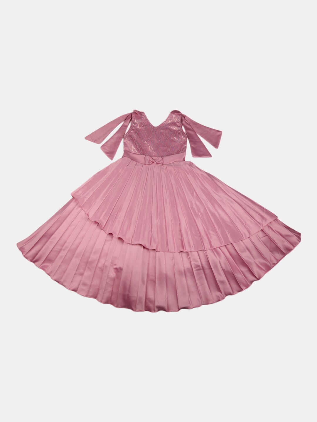 

V-Mart Girls Pink Solid Satin Dress