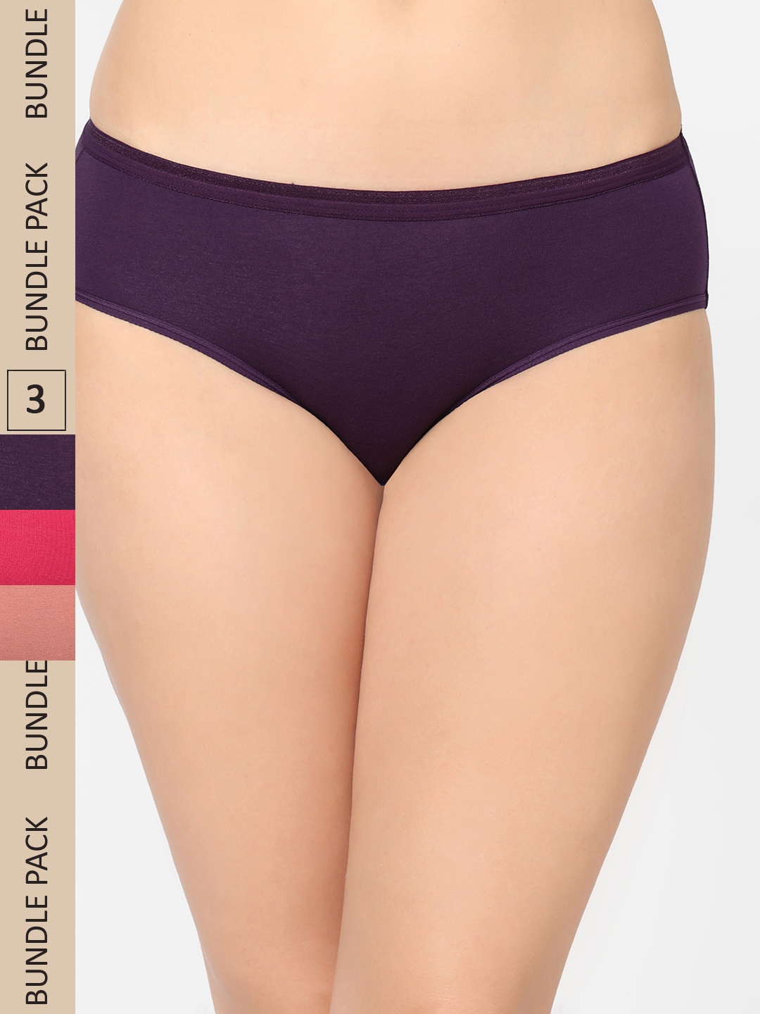 

Wacoal Women Pack Of 3 Solid Hipster Briefs, Purple