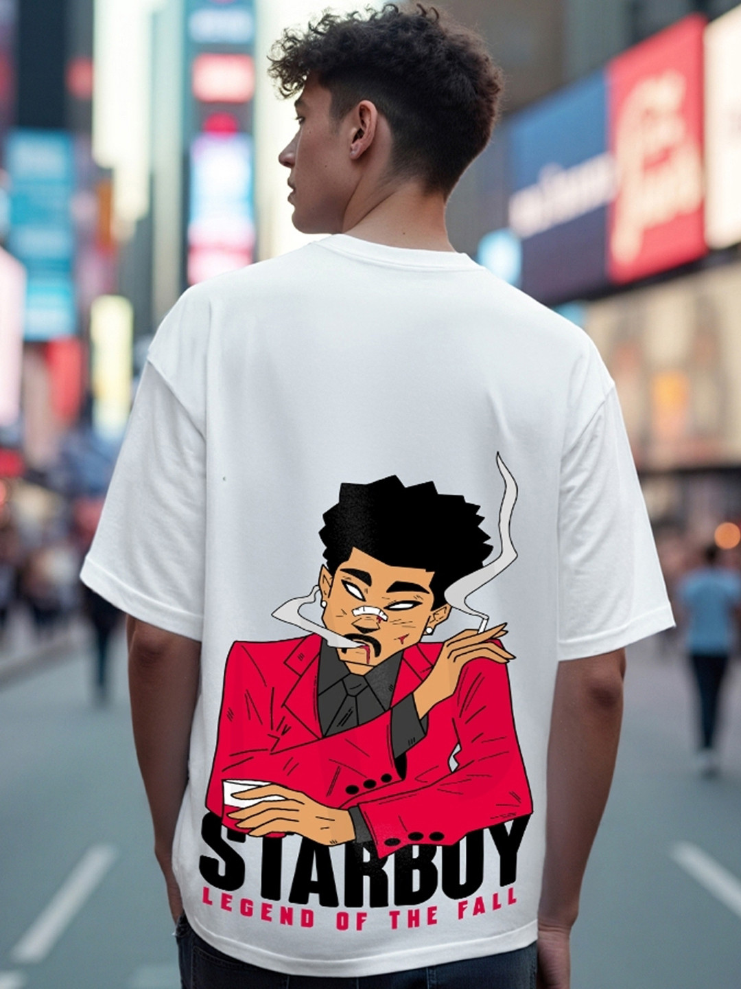 

Bewakoof Men White Printed Oversized T-shirt