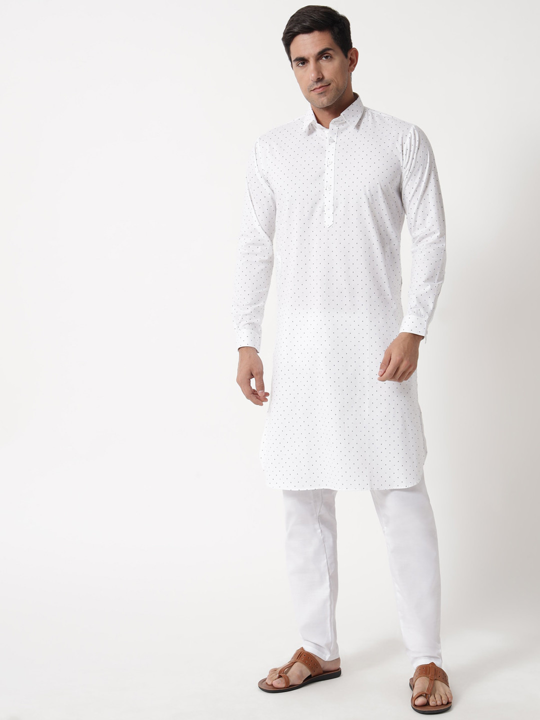

MAXENCE Men White Printed Pure Cotton Kurta with Pyjamas