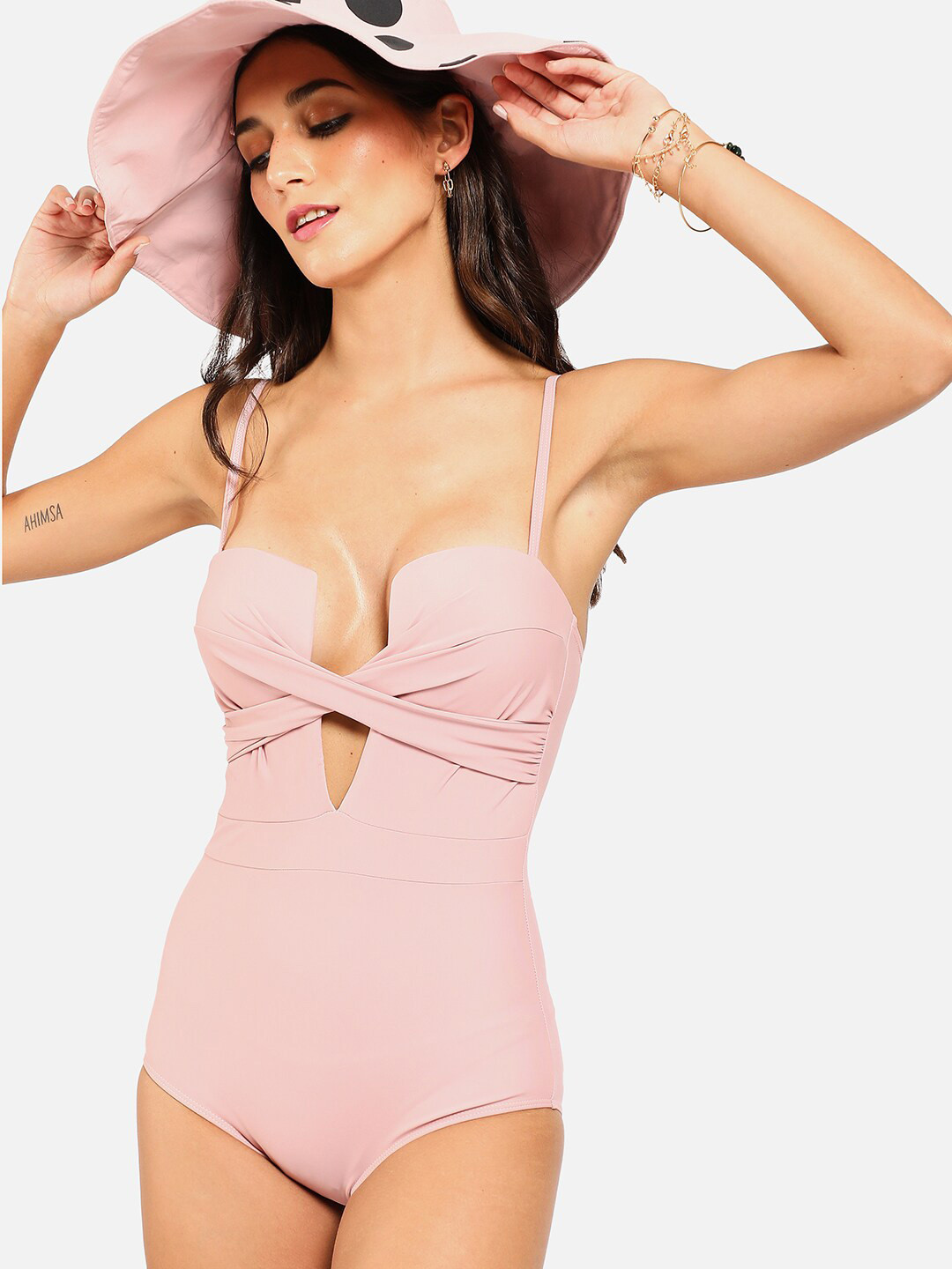 

HAUTE SAUCE by Campus Sutra Women Pink Solid Swimsuit