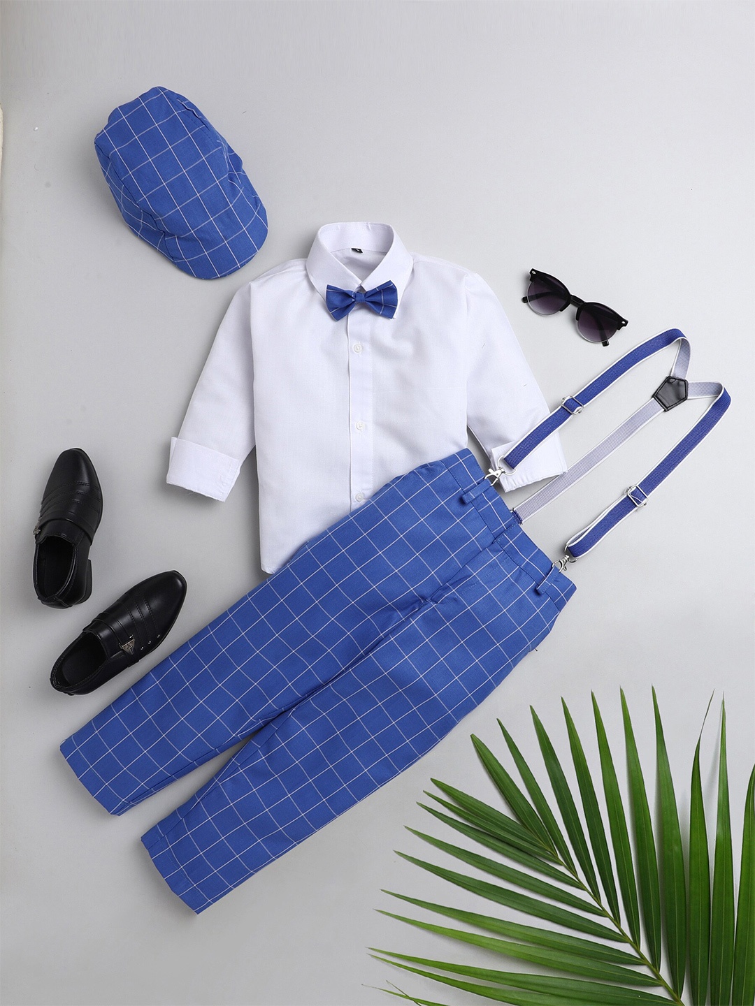 

Jeetethnics Boys Blue & White Shirt with Trousers & Suspenders