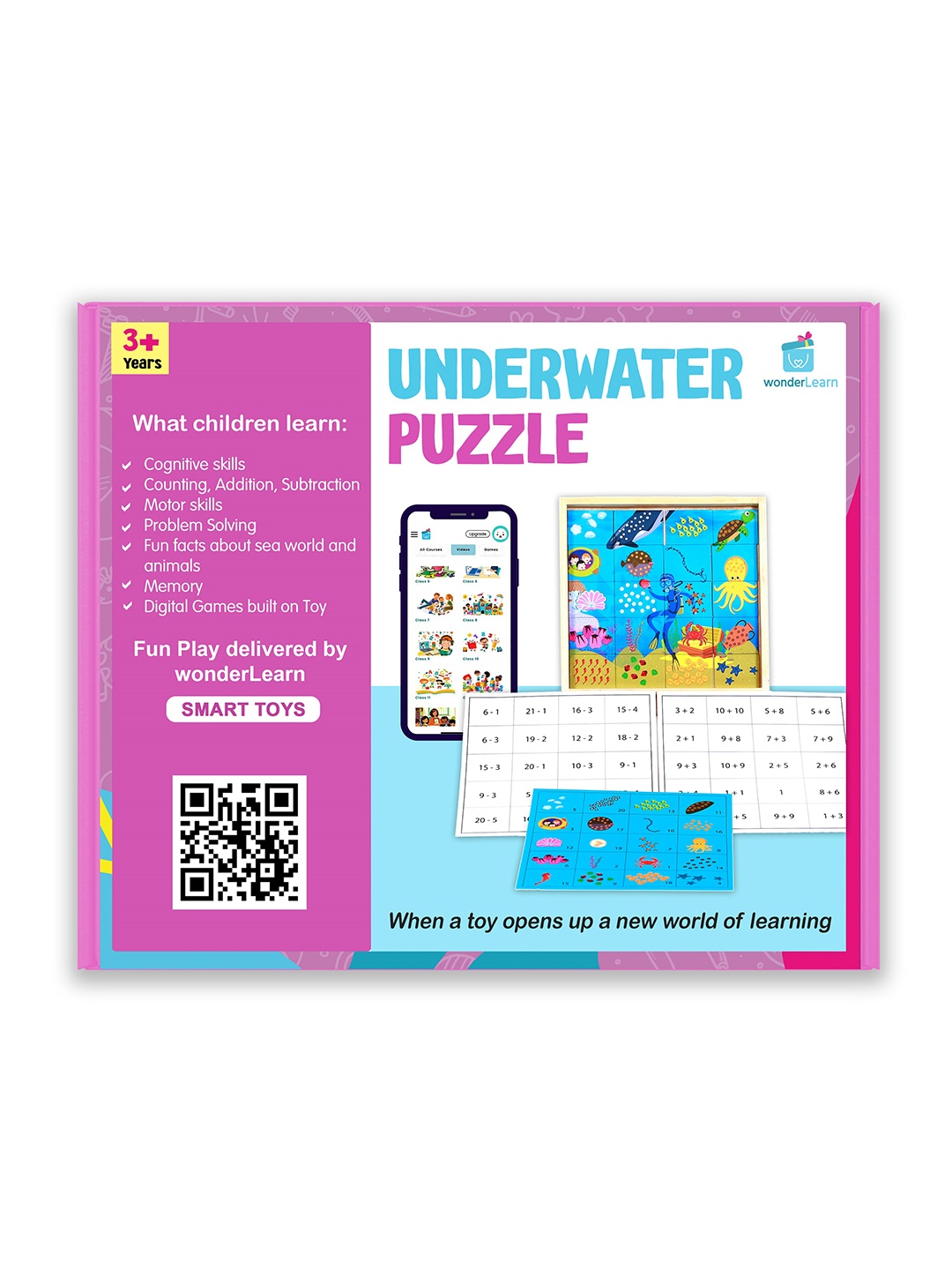 

wonderLearn Kids Multi-Colored Underwater Math Puzzle, Blue