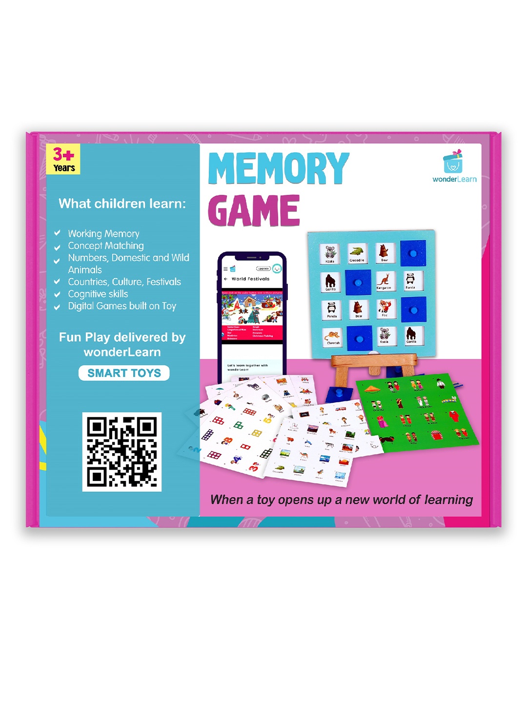 

wonderLearn Kids Memory game- Brain Puzzle & Memory Matching Wooden Toy, Blue