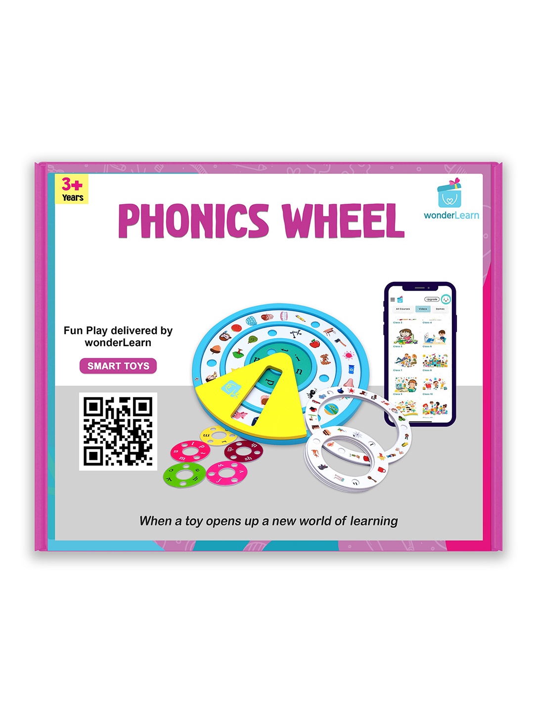 

wonderLearn Kids Pink & Blue Phonics Wheel Game Beginner Skill Development Toys