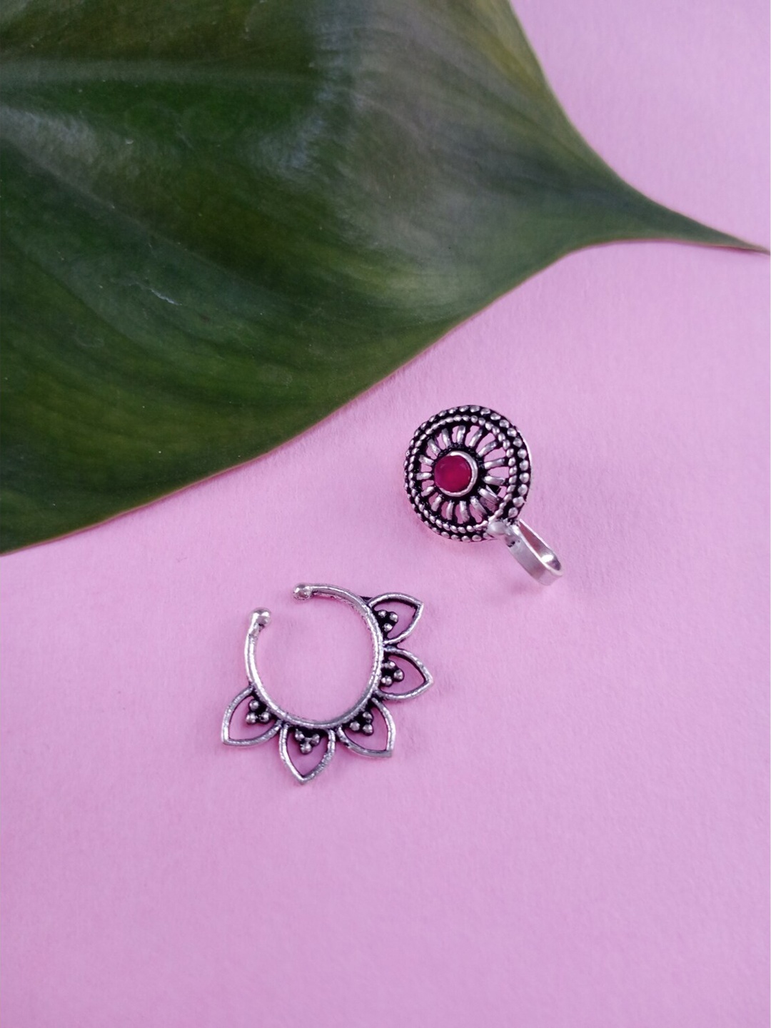

FIROZA Set Of 2 Oxidised Silver-Toned Nosepin