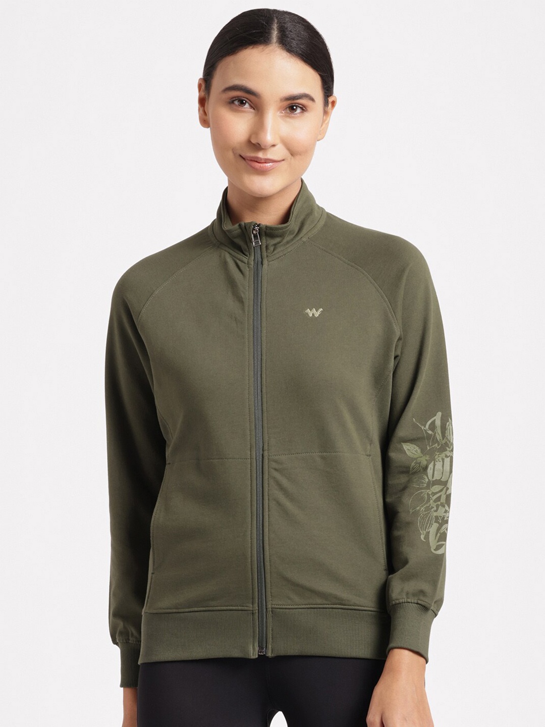 

Wildcraft Women Olive Green Cotton Sweatshirt
