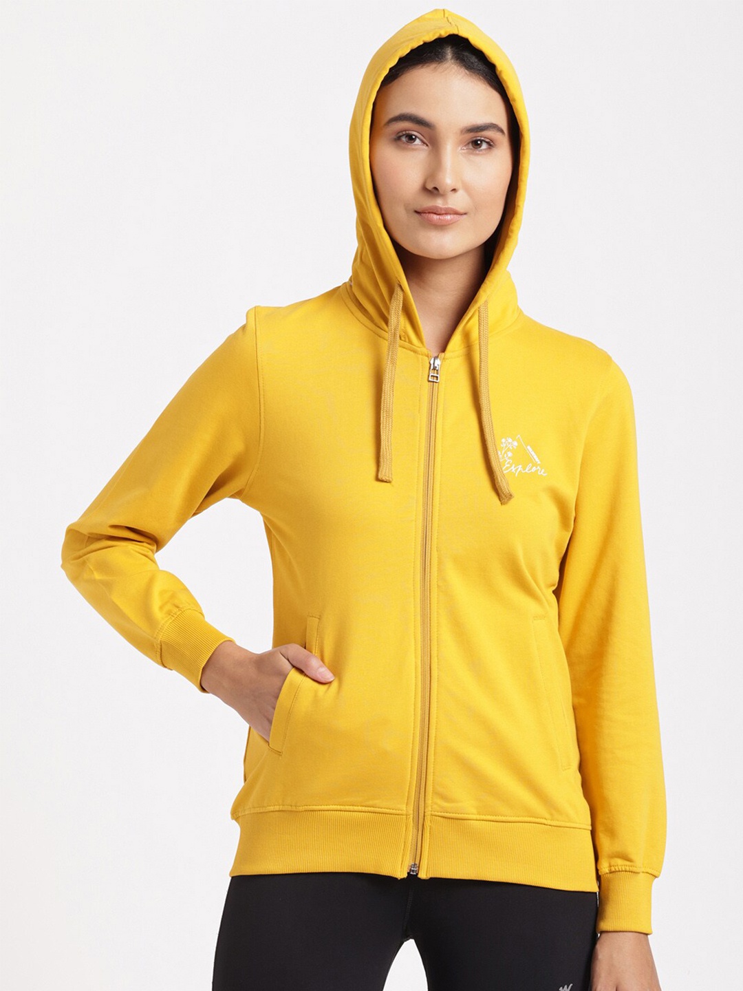 

Wildcraft Women Mustard Yellow Hooded Cotton Sweatshirt