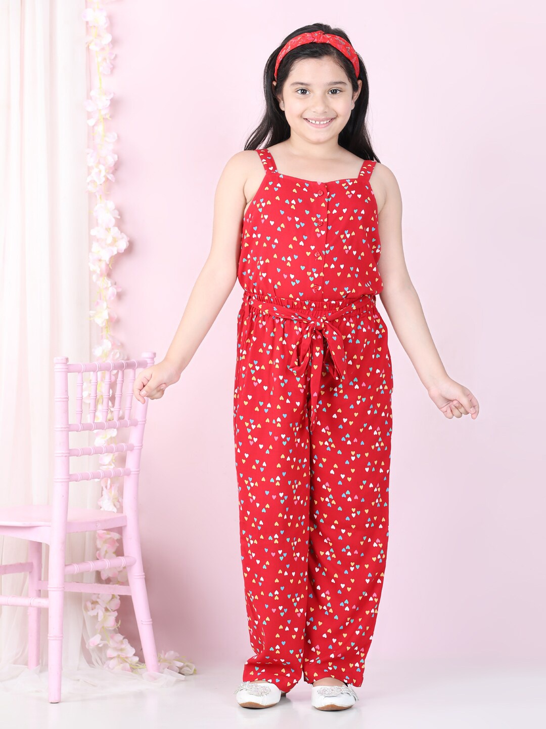 

StyleStone Girls Red & Blue Printed Top with Palazzos