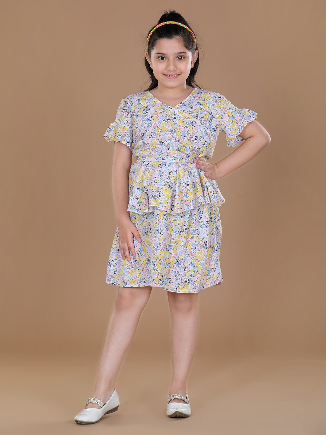 

StyleStone White & Yellow Floral A-Line Dress