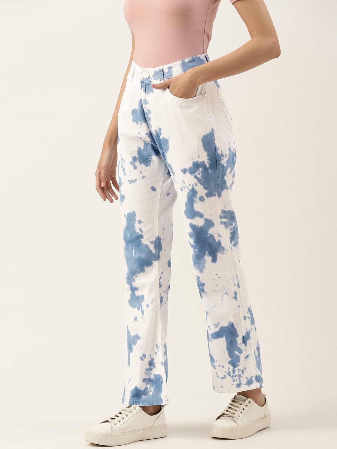 

Bene Kleed Women Tie & Dye Printed Bootcut Trousers, Blue