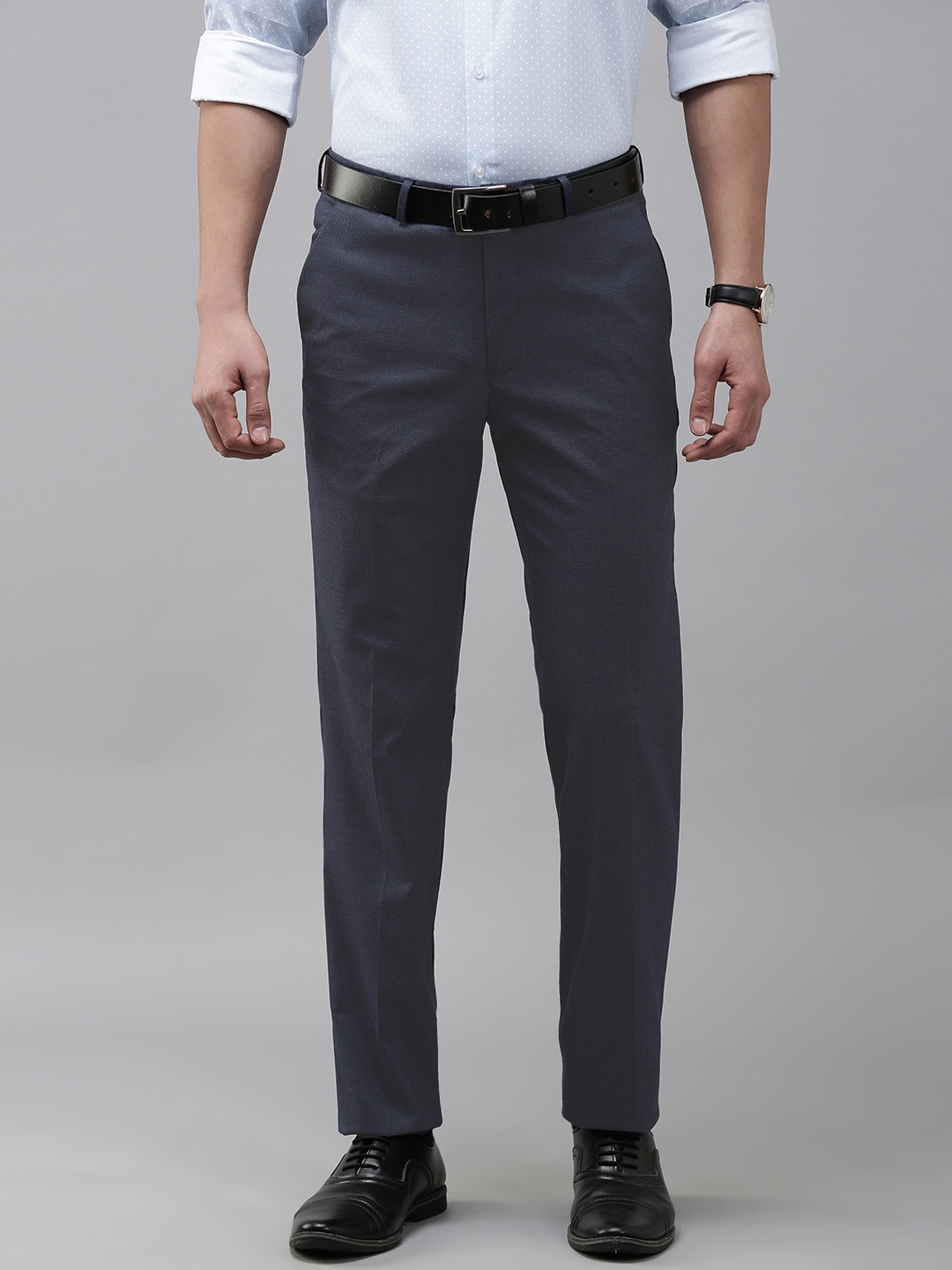 

Van Heusen Men Slim Fit Formal Trousers, Navy blue