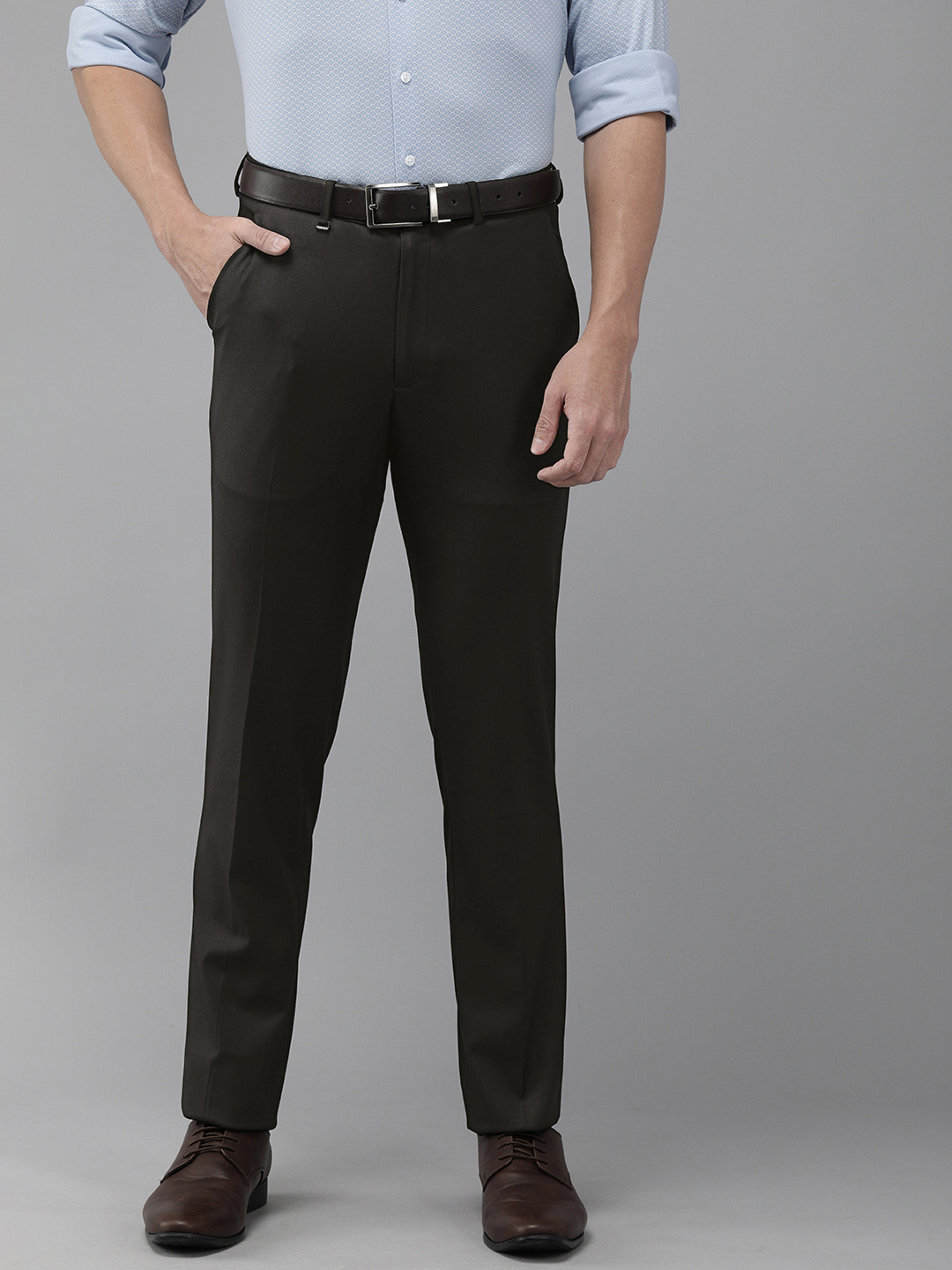 

Van Heusen Men Black Slim Fit Formal Trousers