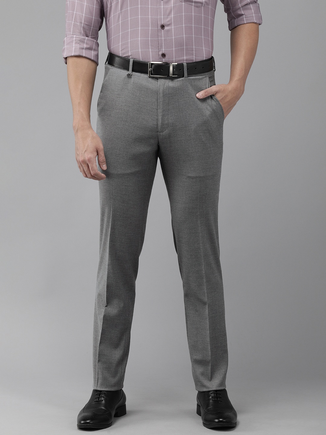 

Van Heusen Men Grey Slim Fit Formal Trousers