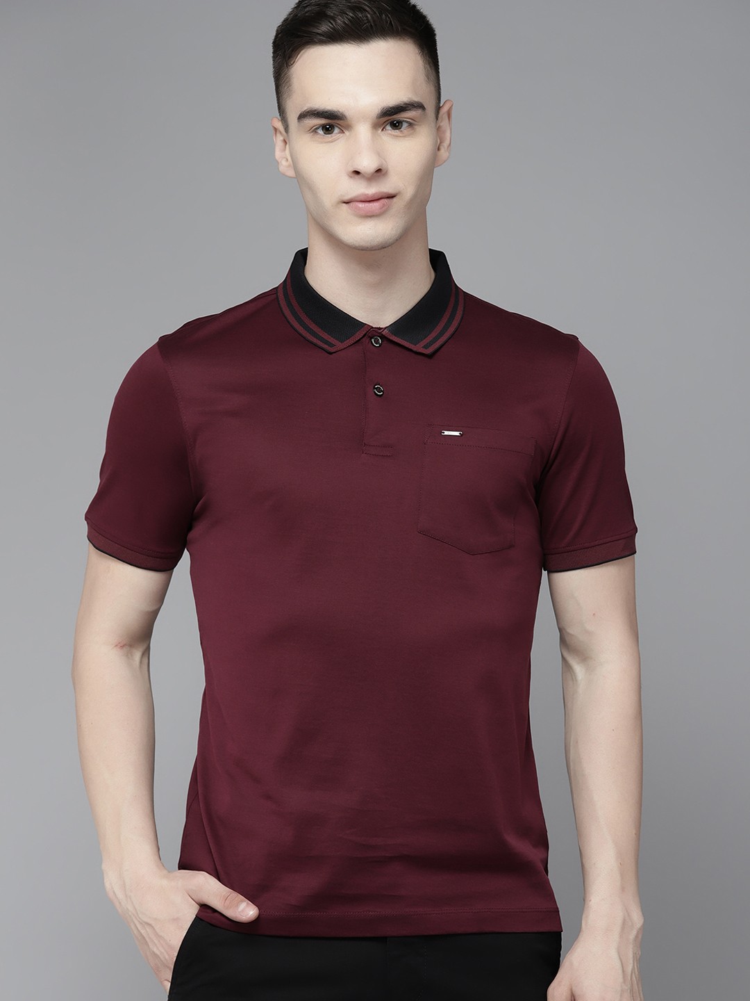

Van Heusen Polo Collar Pure Cotton T-shirt, Burgundy