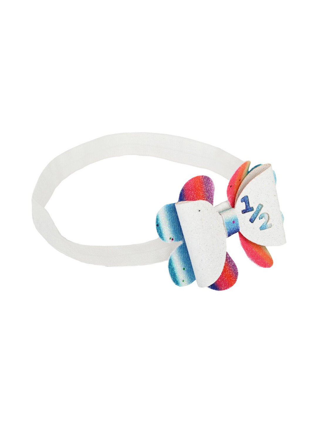 

Aye Candy Girls White Half Yearly or Monthly Birthday Bow Headband