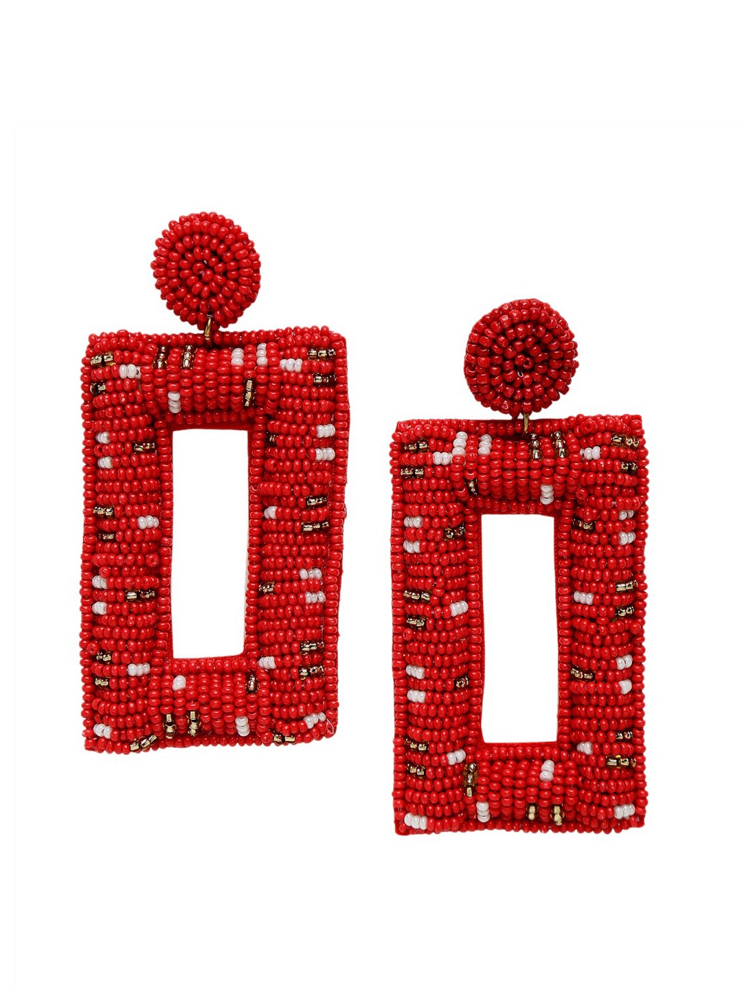 

Dhrohar Red Geometric Contemporary Drop Earrings