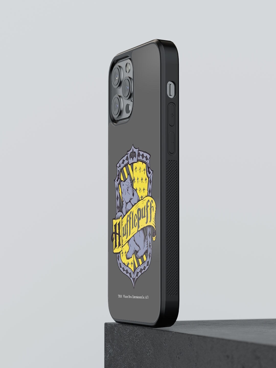 

macmerise Grey Printed Crest Hufflepuff Design iPhone 13 Pro Max Phone Back Case